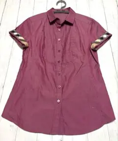 BURBERRY LONDONバーバリー半袖シャツブラウスロゴ刺繍チェック柄