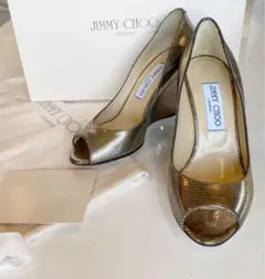 Jimmy Choo Baxen オープントゥ　ウエッジ シルバー　ゴールド