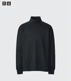 UNIQLO U ブラッシュドモックネックTシャツ ブラック　ハイネック