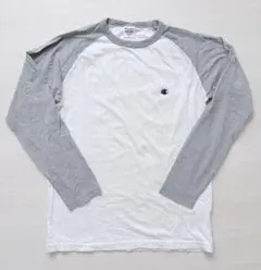Champion チャンピオン メンズ ラグラン長袖Tシャツ ホワイト×グレー