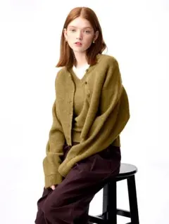 パフニット2ピースカーディガン　ジーユー　イエロー