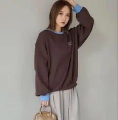 田中里奈さんしまむらコラボ＊新作配色トレーナー新品タグ付き　ブラウン　Mサイズ