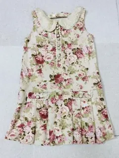 Jugeetta 花柄 フェイクファー襟 プリーツ ワンピース coquette