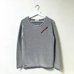 ラコステ　フランス製　ボーダー　カットソー　ジッパー　ゆったり　長袖　シャツ