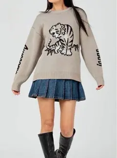 グラニフ オーサムタイガースタンディング｜ウォッシャブルジャカードニット