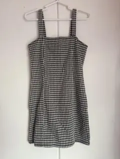 チェック柄 キャミワンピース　黒白