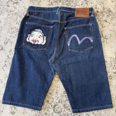 EVISU エヴィス カモメペイント大黒刺繍 デニム ハーフパンツ　塩谷　38