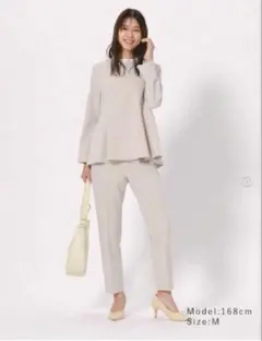 PLST フリルカラー2WAYペプラムセットアップ ベージュ S XS