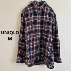 UNIQLO チェックシャツ ネイビー レッド ネルシャツ M メンズ