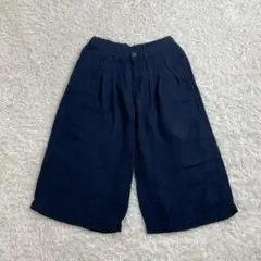 フェリシモ レディース キュロットパンツ ガウチョパンツ ハーフパンツ 紺 麻