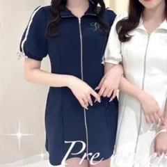 【evelyn】リボンジャージワンピース ネイビー 新品未使用 エブリン