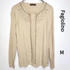 Fagiolino ストーン付きカーディガン 絹 毛 カシミヤ サイズM