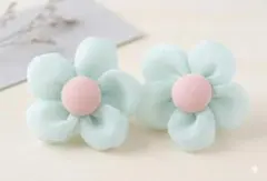 キッズフラワーヘアクリップ 2個セット 花モチーフ パステルグリーン