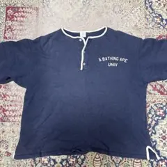A BATHING APE ヘンリーネック 半袖スウェット ネイビ90s 00sのサムネイル