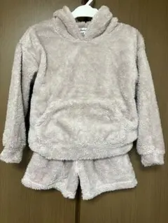 213← セットアップ パーカー ショーパン ファー くすみピンク