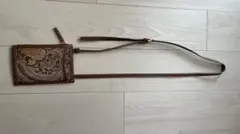 ペイズリー柄ブラウン スマホショルダーバッグ
