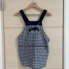 Hanes チェック柄エプロン ネイビー/ホワイト