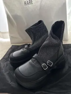 HARE ラメソックスデザインブーツ ブラック シルバー L 厚底 新品未使用