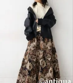 antiqua アンティカ ジャガード織り 花柄ロングスカートのサムネイル
