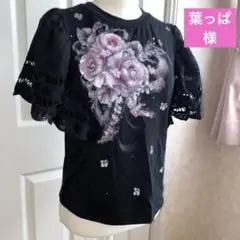 カットソー　薔薇　手描き　トールペイント