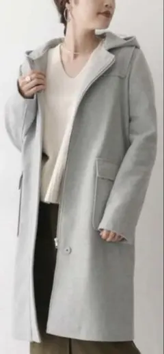 URBAN RESEARCH フード付き ロングコート グレー