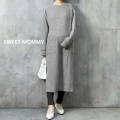 【未使用】SWEET MOMMY 授乳口付き リブニット ワンピース グレー F