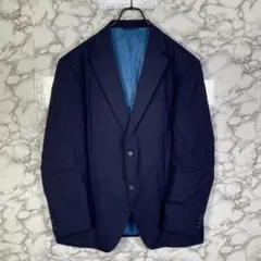 麻布テーラー　グランドマーキー　（060B）　チェックテーラードジャケット　紺