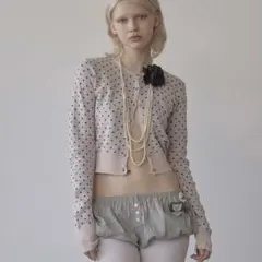 SCULPTOR Polka Dot Cardigan Baby Pink