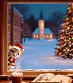 クリスマス ウォールステッカー ネズミ サンタ マフラー
