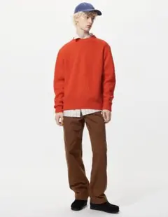 ユニクロJW ANDERSON リブクルーネックセーター オレンジ M