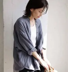 DOORS ダブルガーゼスタンドカラーシャツ 長袖シャツ