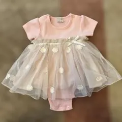 petit main 花柄チュールスカート付きロンパース 70cm