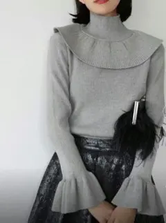 ELFRANKフリルハイネックリブニットプルオーバー
