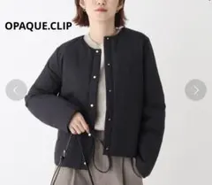 オペークドットクリップ ノーカラー2wayショートジャケット ダウン 黒