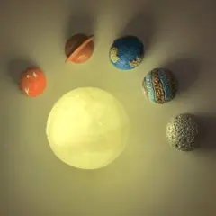 惑星型 LEDライト付き マグネット 6個セット 太陽系 立体マグネット