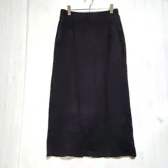 UNIQLOブラック リブ タイトスカート ロング丈 ウエストゴム　スリットM