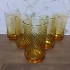アデリア　アンバー　グラス　5個セット