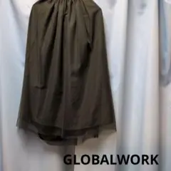GLOBAL WORK フレアスカート オリーブグリーン