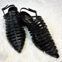 未使用✨ヒミコ　オンルージュ　卑弥呼 サンダルポインテッドトゥサンダル　黒　革のサムネイル