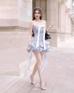 ceci フリルタイトドレス