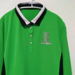 極美品 ランバンスポール 長袖ポロシャツ スパンコールロゴ 緑 38 日本製のサムネイル
