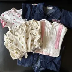 60-70cm 半袖ロンパース2枚＋長袖ロンパース2枚 女の子 おまとめ売り