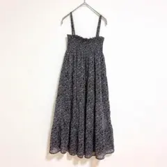 イェッカヴェッカ　キャミワンピ　F ロングワンピース　ネイビー　花柄　裏地