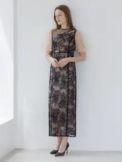 アシンメトリーシアーフラワーワンピースドレス結婚式パーティー成人式二次会デート