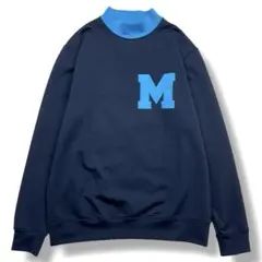 極美品 ムータマリン 長袖 モックネック バイカラー ロゴ ゴルフ M ネイビーのサムネイル