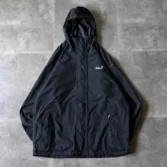 00s Jack Wolfskin ナイロンジャケット 刺繍ロゴXL 黒A364