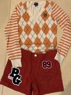 パーリーゲイツ レディース ニット&ショートパンツセット 冬ゴルフ