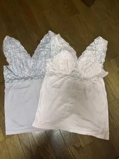 レース付きVネックキャミソール2色セット　3L