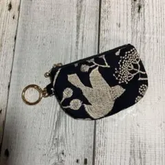 ハンドメイド　パックンポーチ　バネポーチ　点と線模様製作所　リスノモリ使用 ハンドメイド パックンポーチ バネポーチ 点と線模様製作所 リスノモリ使用