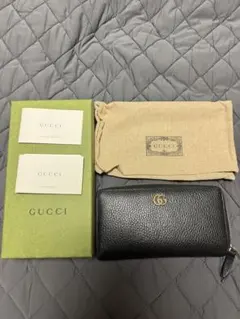 GUCCI GGマーモント ラウンドファスナー長財布 ブラック
